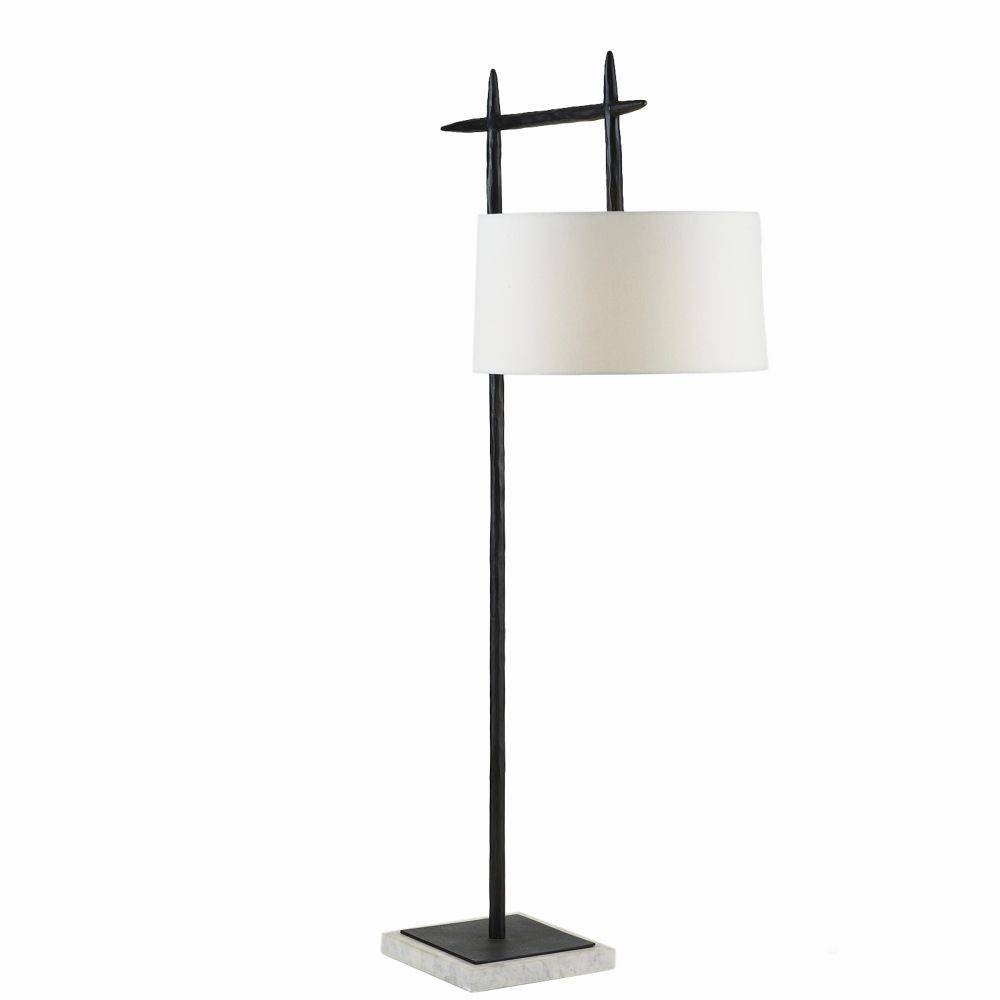 Lampadaire Eileen à une lumière en fer noirci/blanc/blanc cassé/blanc cassé