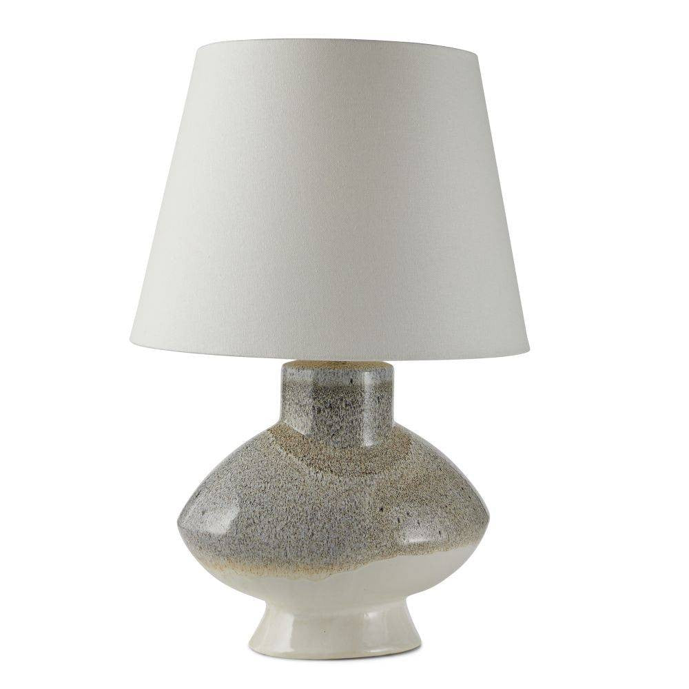 Lampe de table Ginn One Light en finition Pebble Reactive/laiton antique/blanc cassé/blanc cassé