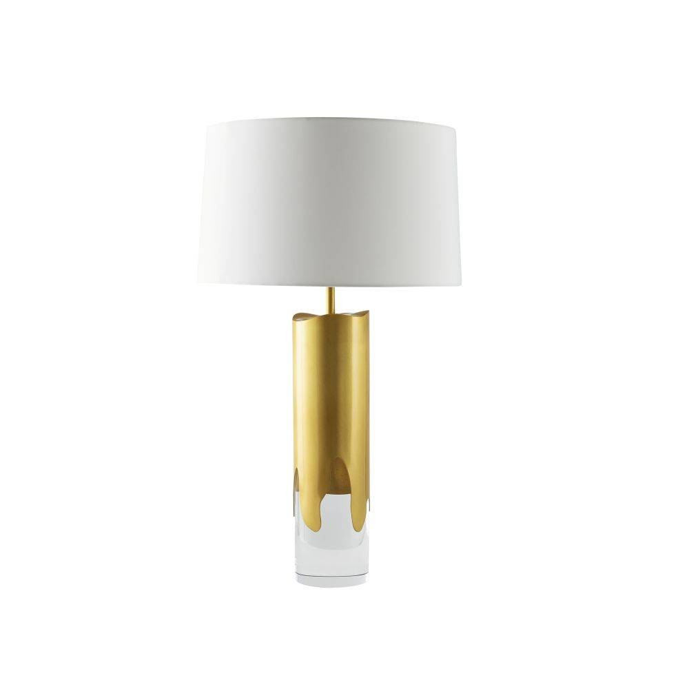 Equinox One Light Table Lamp in Clear/Antique Brass/Off-White/Off-White