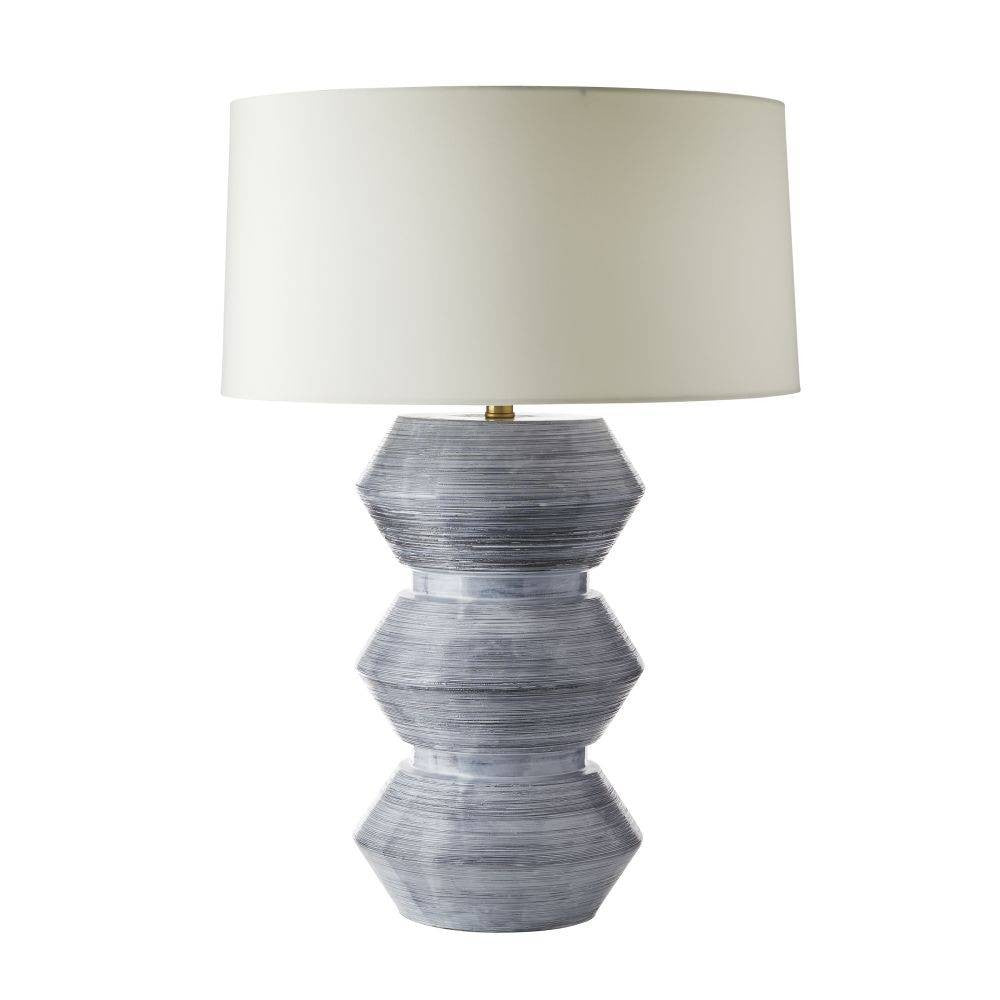 Drifter One Light Table Lamp in Haze Blue Reactive Glaze/Antique Brass/Ivory