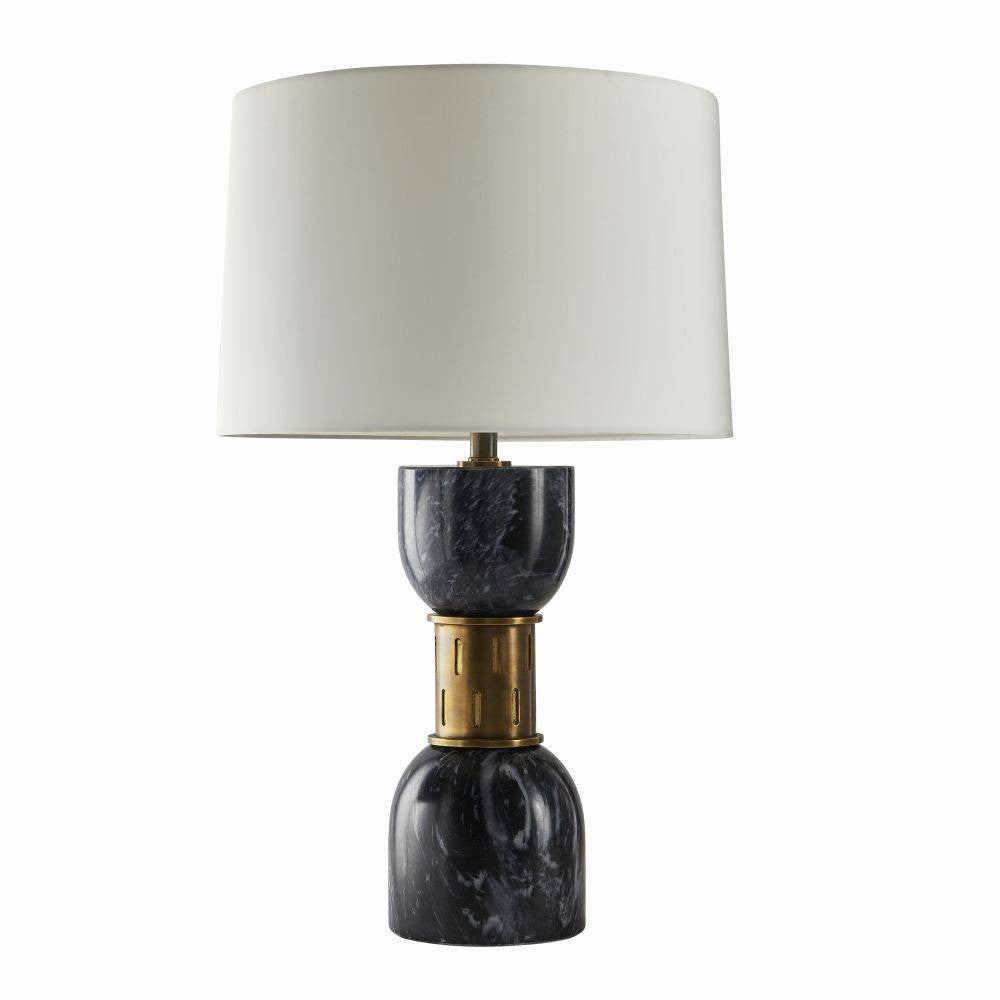 Dalton One Light Table Lamp in Black/Antique Brass/Off-White/Off-White