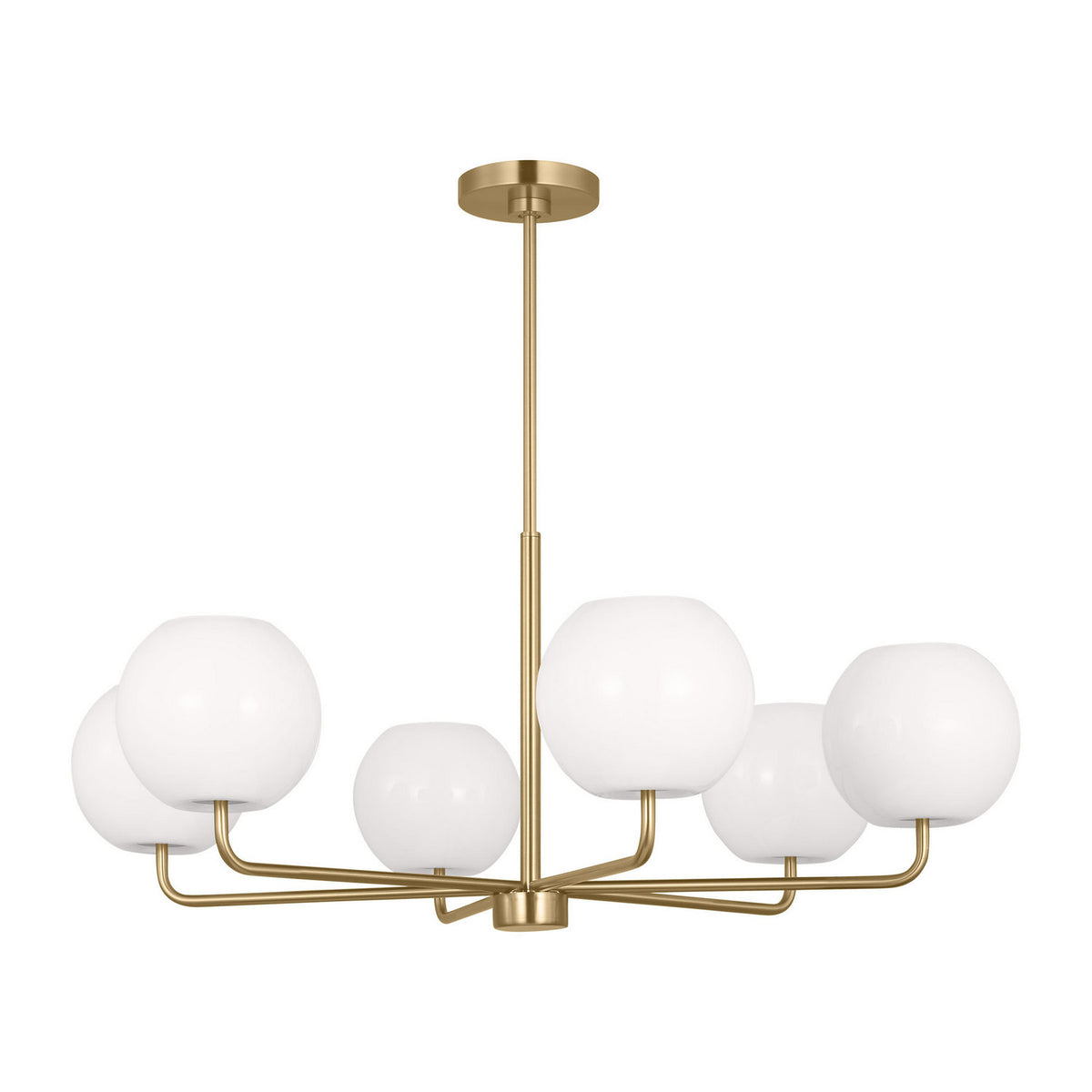 Rory Six Light Chandelier in Satin Brass