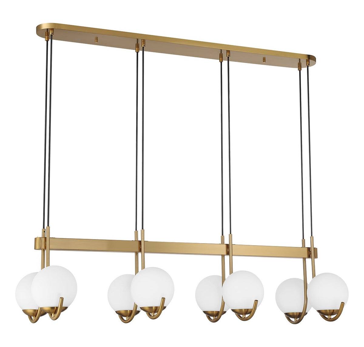 Abella Eight Light Linear Chandelier in Warm Brass