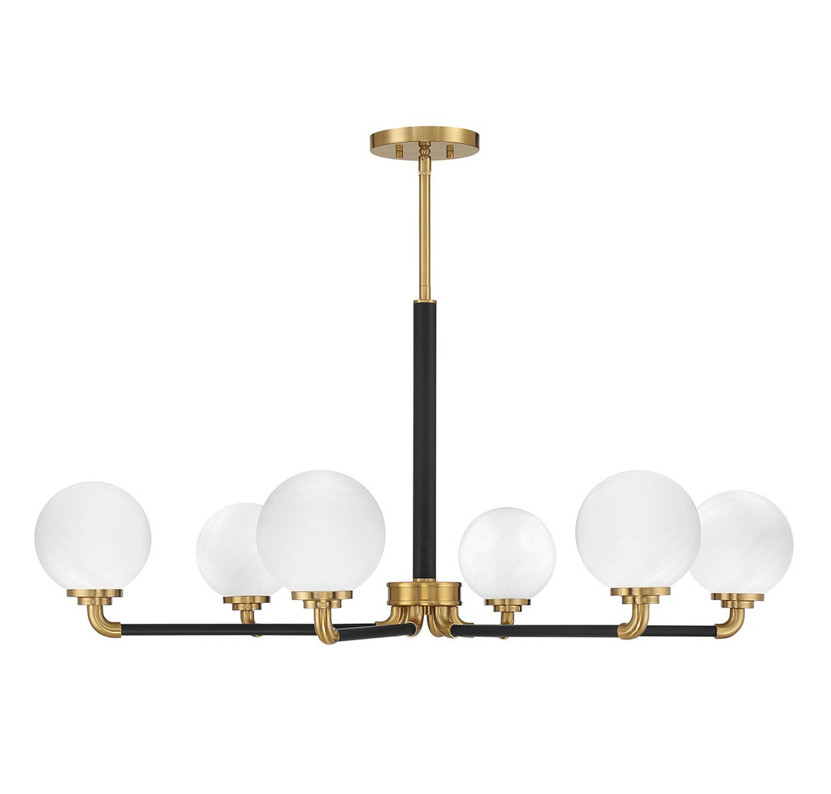 Dresden Six Light Chandelier in Matte Black w/ Warm Brass
