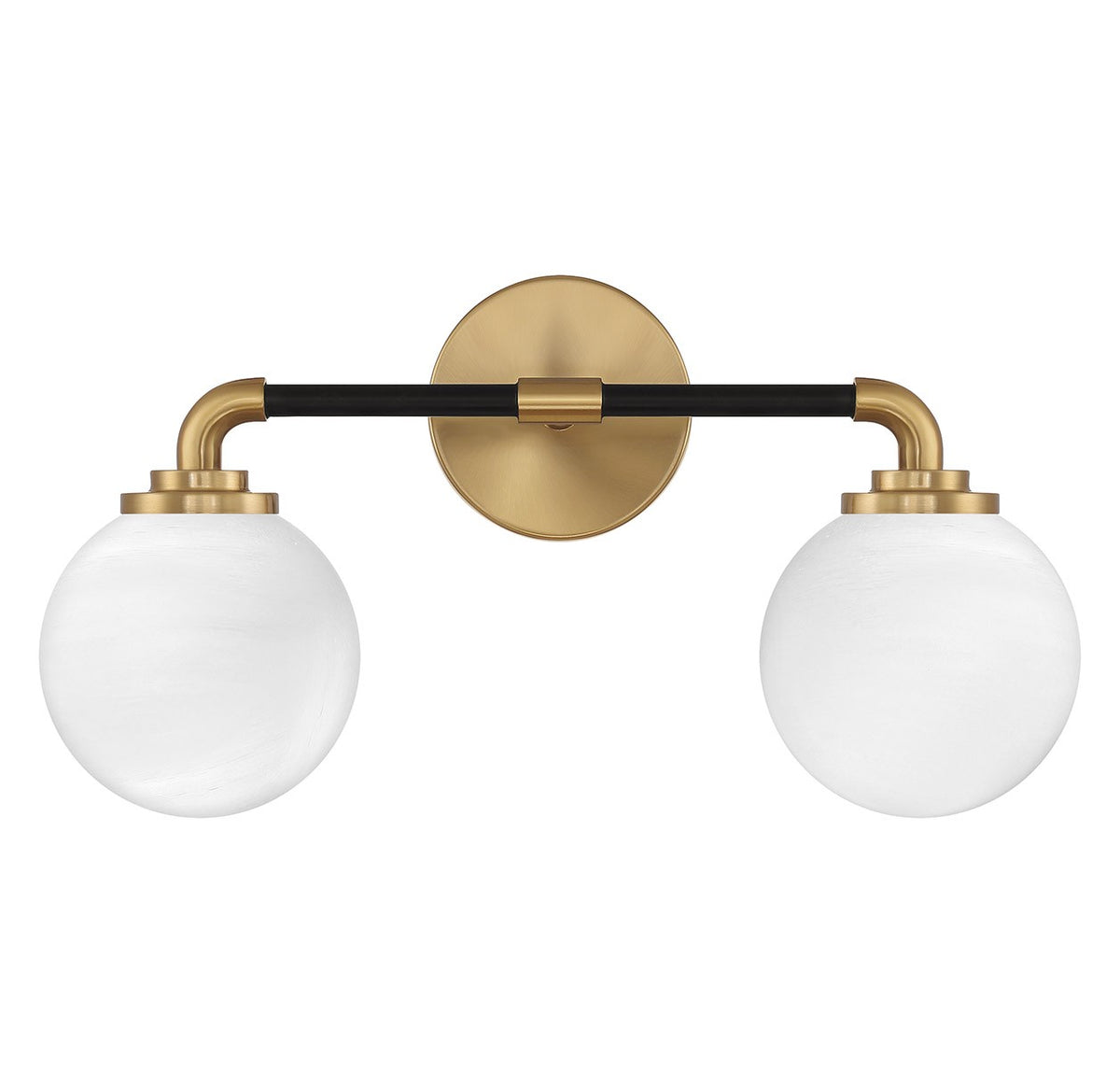 Dresden Two Light Bathroom Vanity in Matte Black w/ Warm Brass