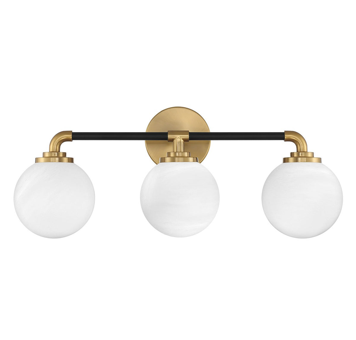 Dresden Three Light Bathroom Vanity in Matte Black w/ Warm Brass