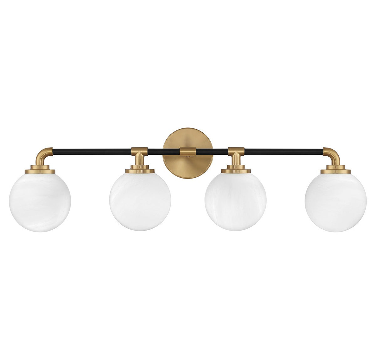 Dresden Four Light Bathroom Vanity in Matte Black w/ Warm Brass