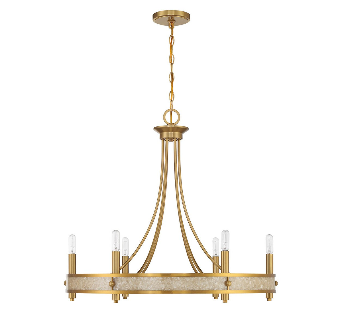 Camden Six Light Chandelier in Warm Brass