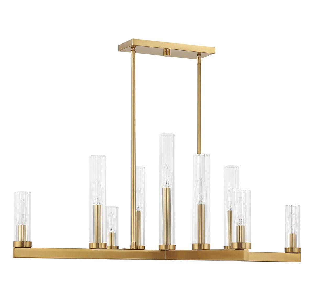 Carina Nine Light Chandelier in Warm Brass