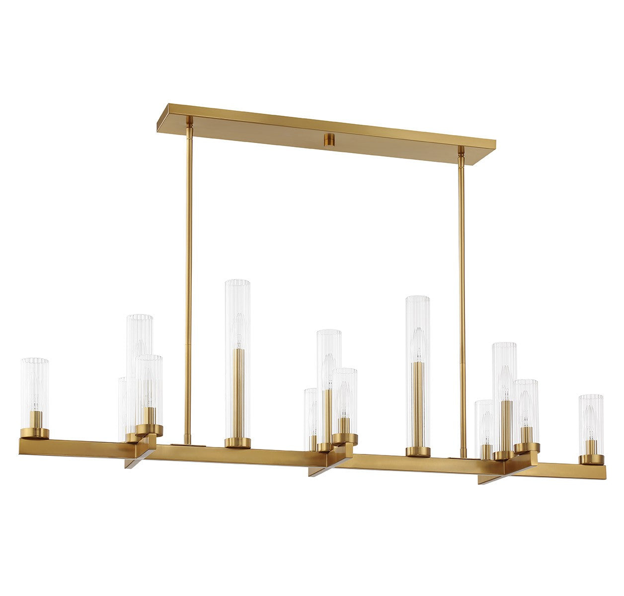 Lustre linéaire Carina à 13 lumières en laiton chaud