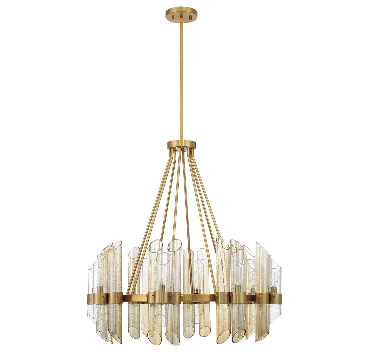 Lustre Biltmore à huit lampes en laiton chaud