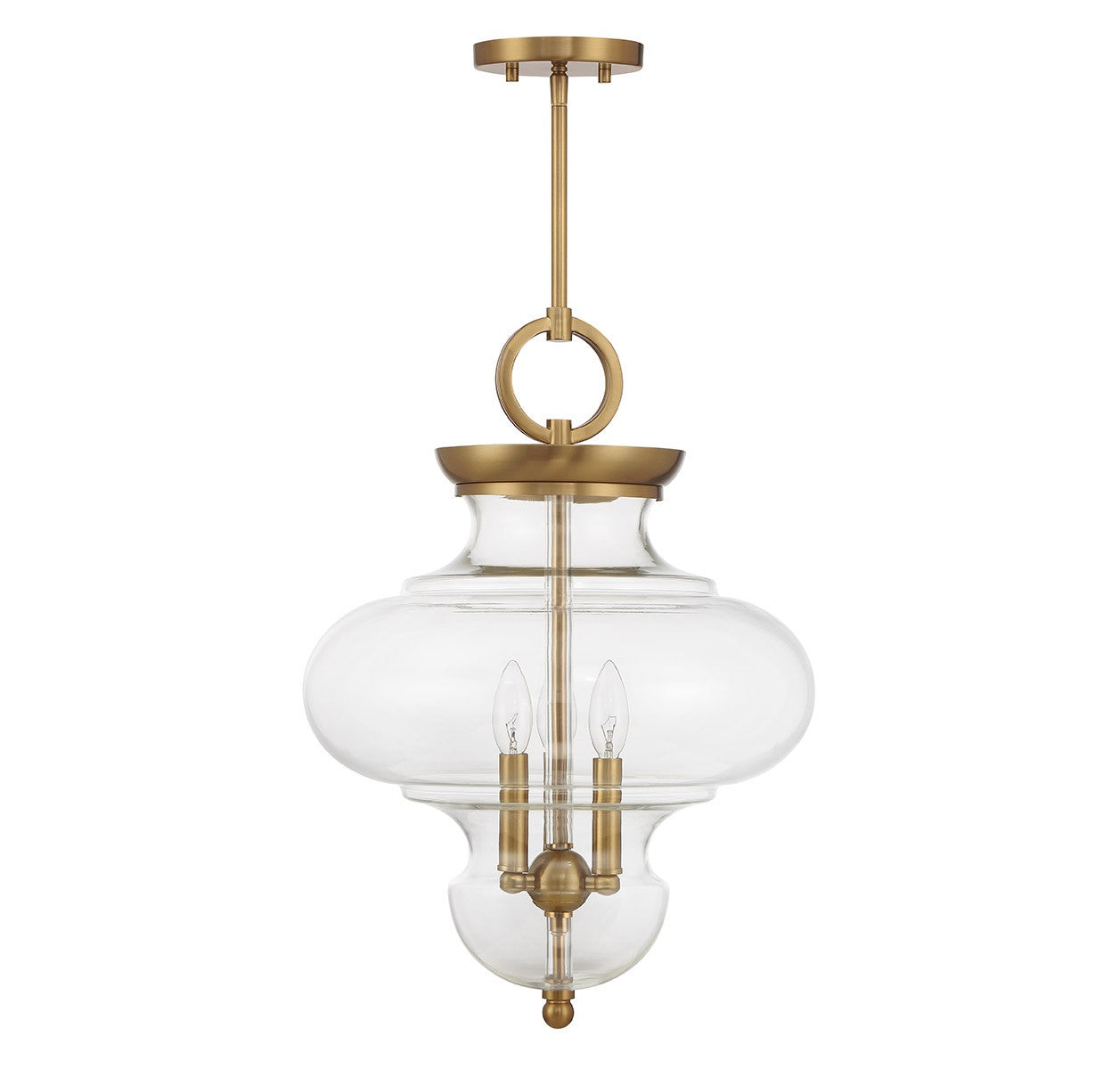 Suspension Bergdorf trois lumières en laiton chaud