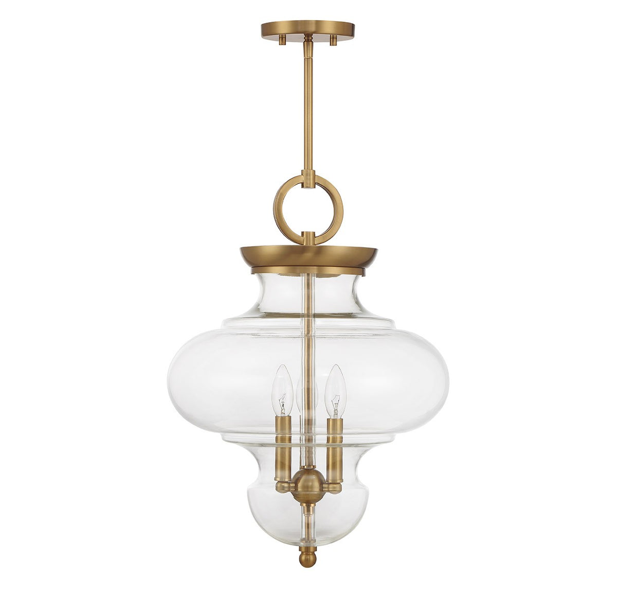 Bergdorf Three Light Pendant in Warm Brass