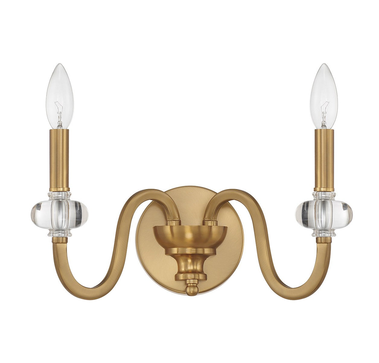 Bergdorf Two Light Wall Sconce in Warm Brass