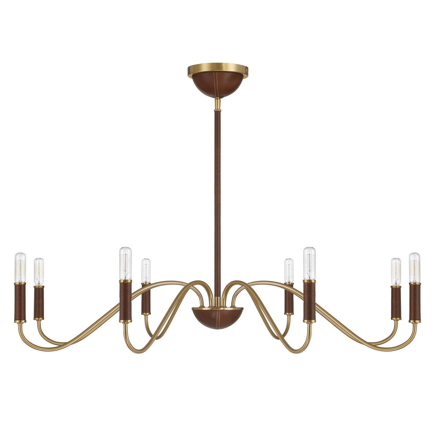 Lustre Abeline à huit lumières en laiton chaud