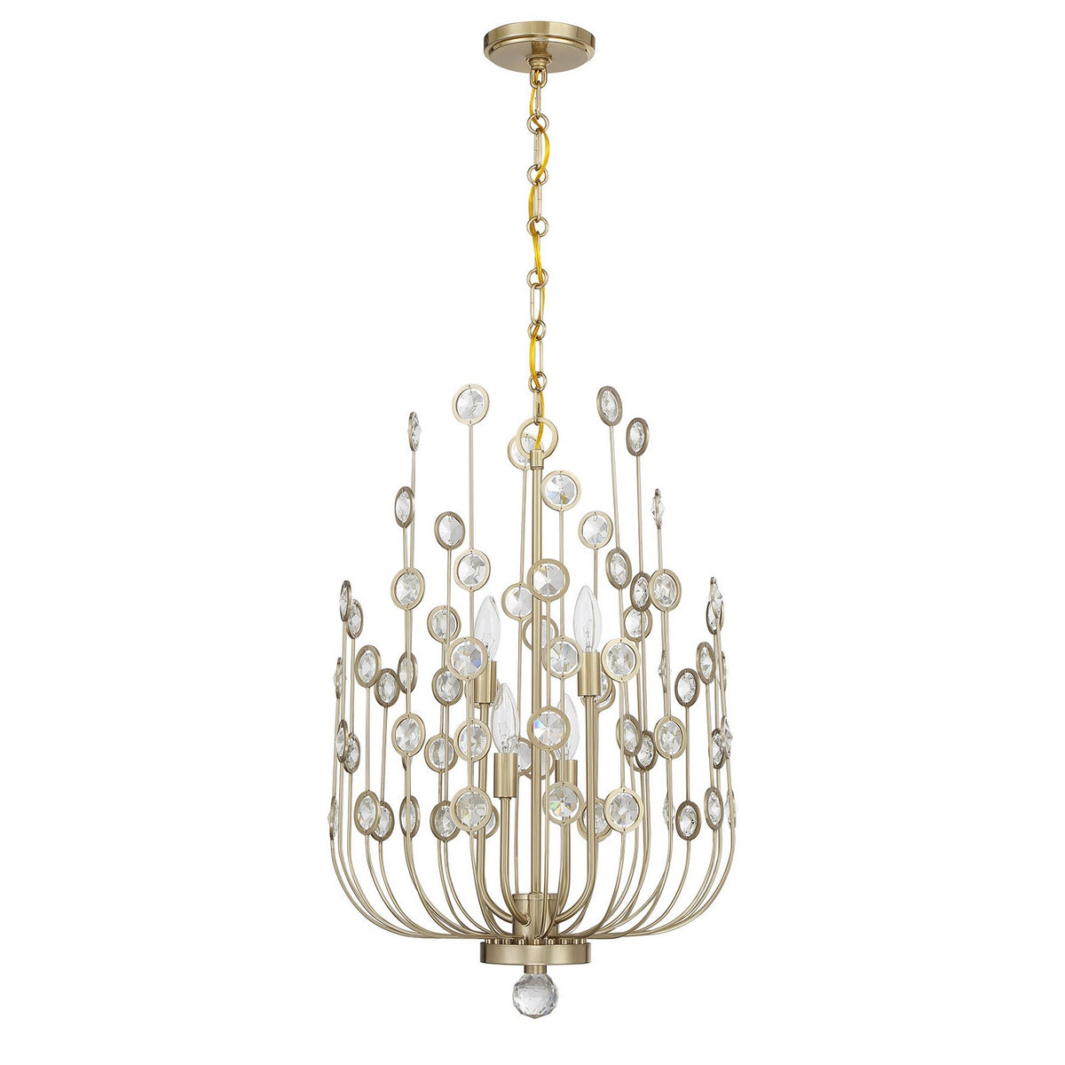 Irina Four Light Chandelier in Noble Brass