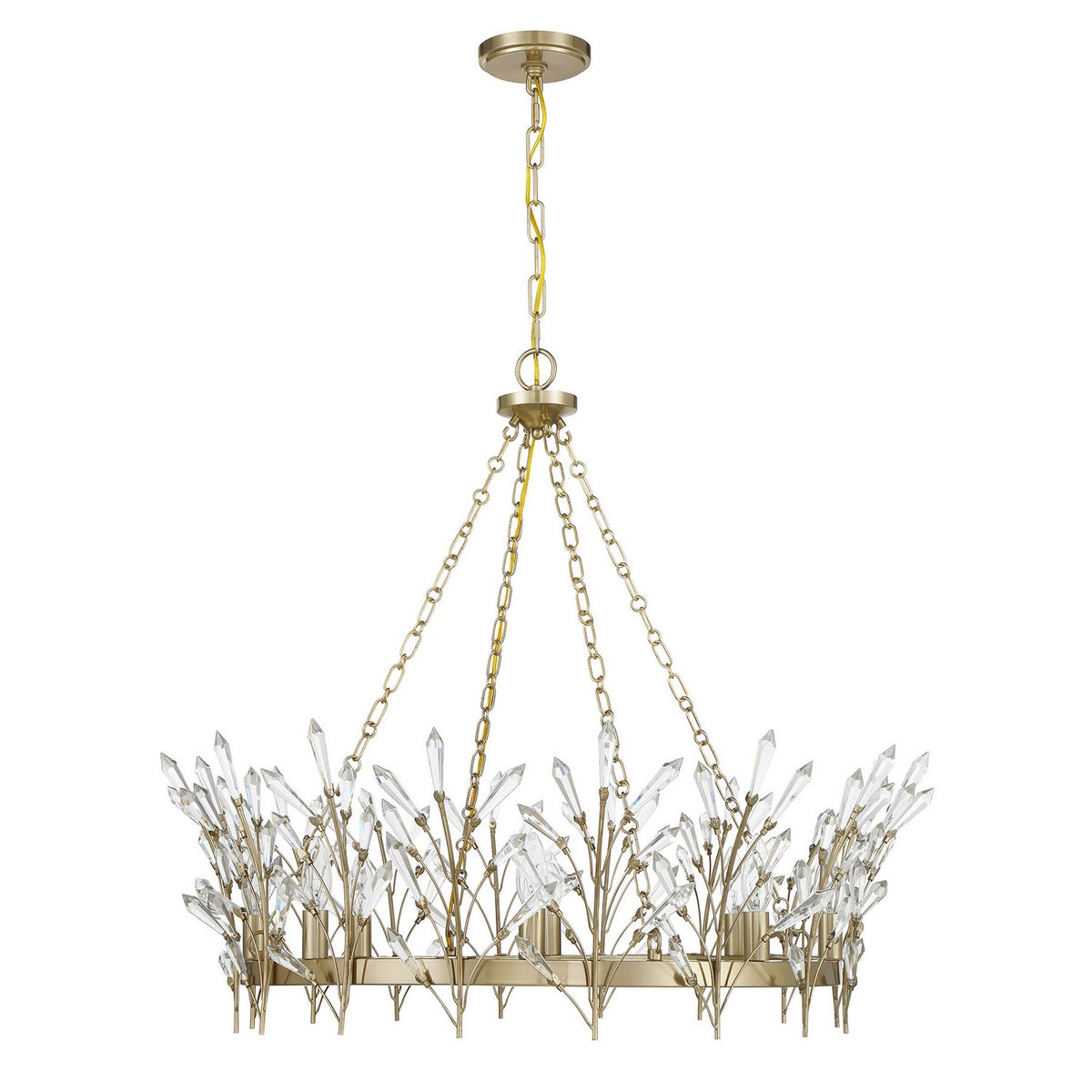 Lustre Orianna à huit lumières en laiton noble