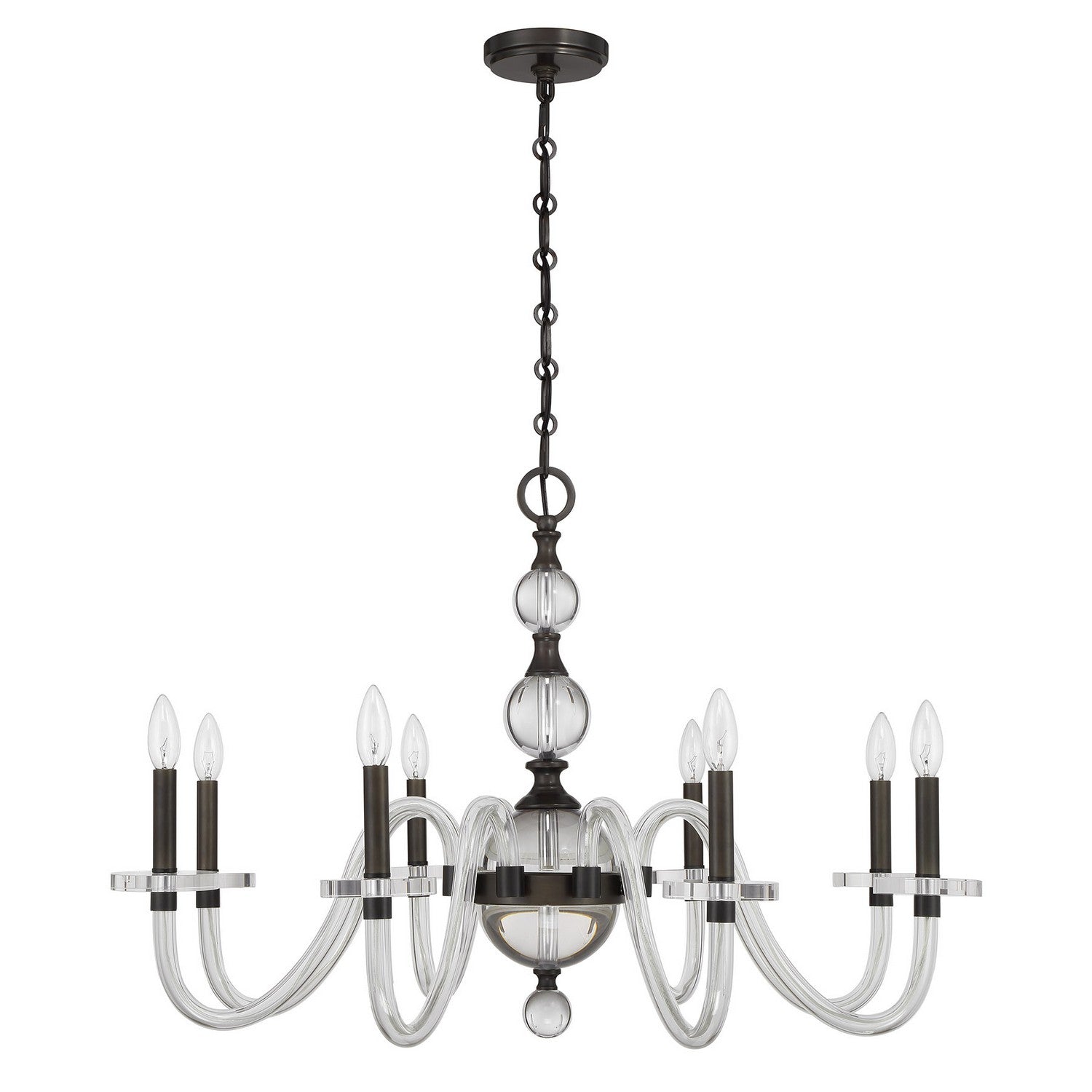 Lustre Aragon à huit lumières en bronze méditerranéen