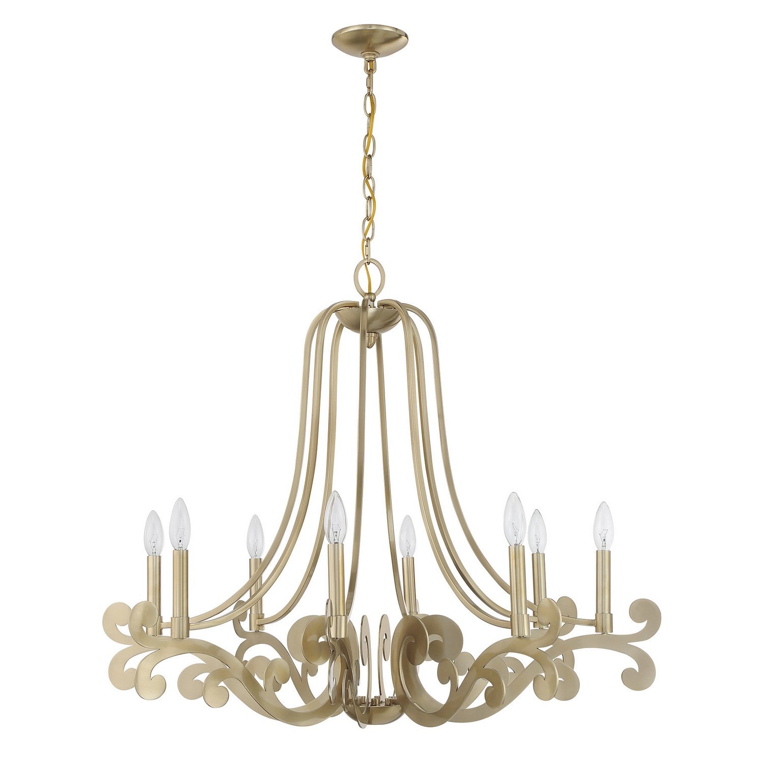 Lustre Lombard à huit lumières en laiton noble