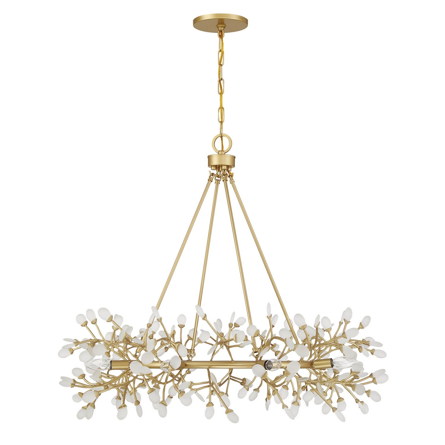 Lustre à huit lumières en or filé