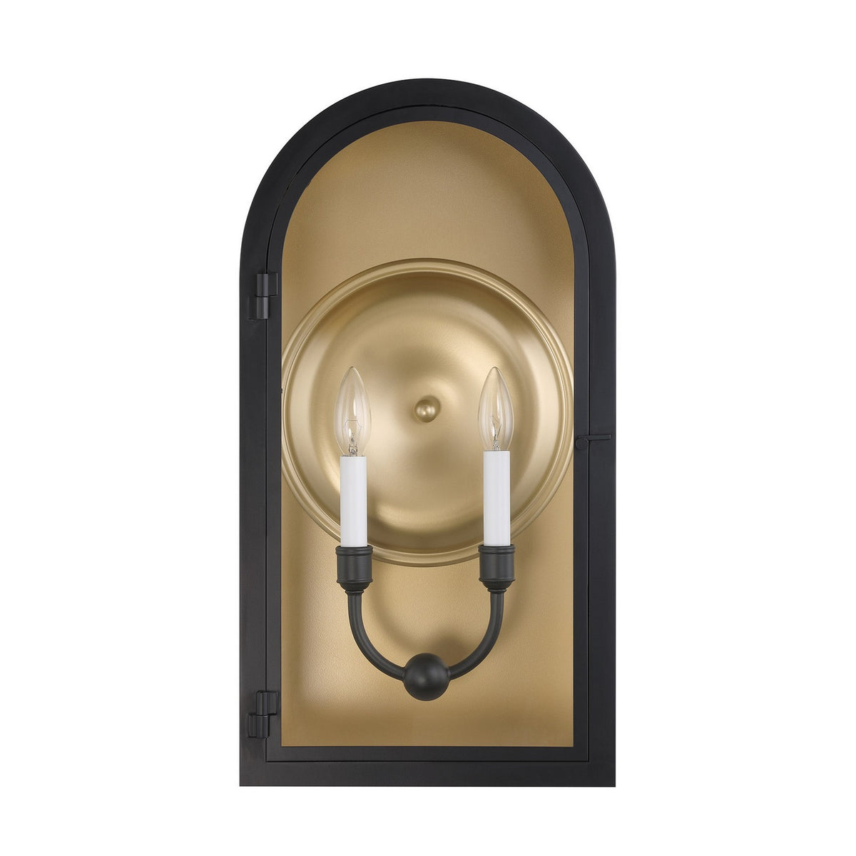 Grotto Two Light Outdoor Wall Lantern in Matte Black w/Vintage Gold