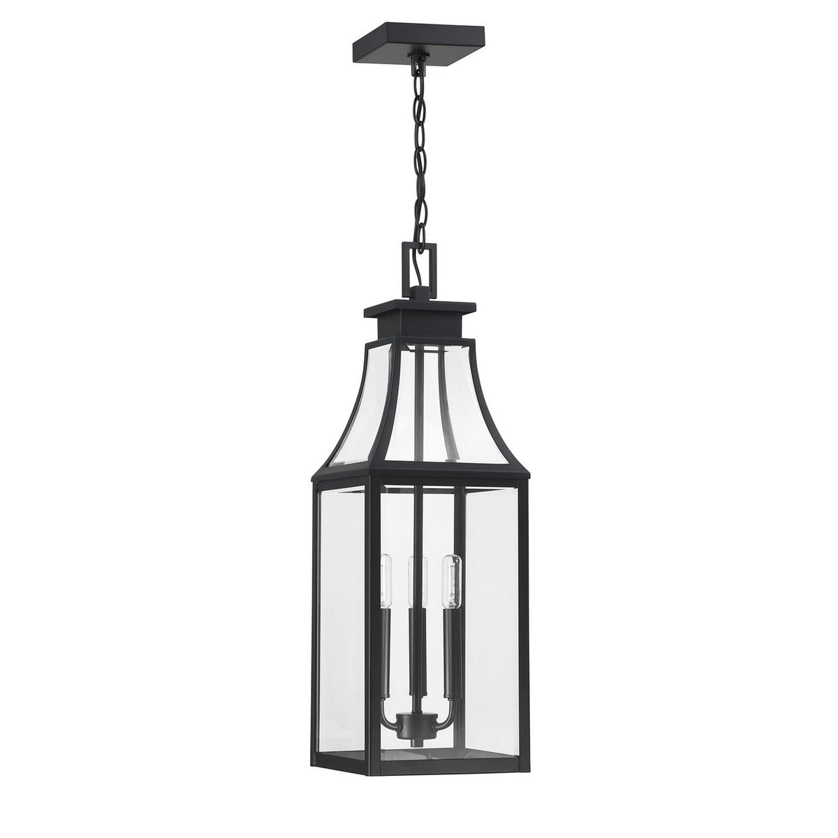 Emery Three Light Outdoor Hanging Lantern in Matte Black
