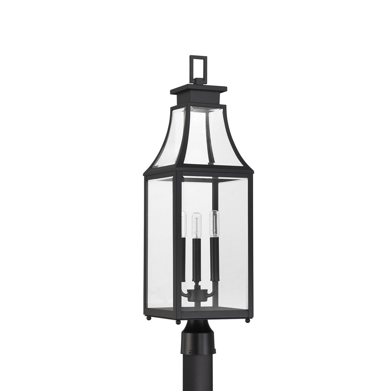 Lampadaire d'extérieur Emery à trois lumières en noir mat