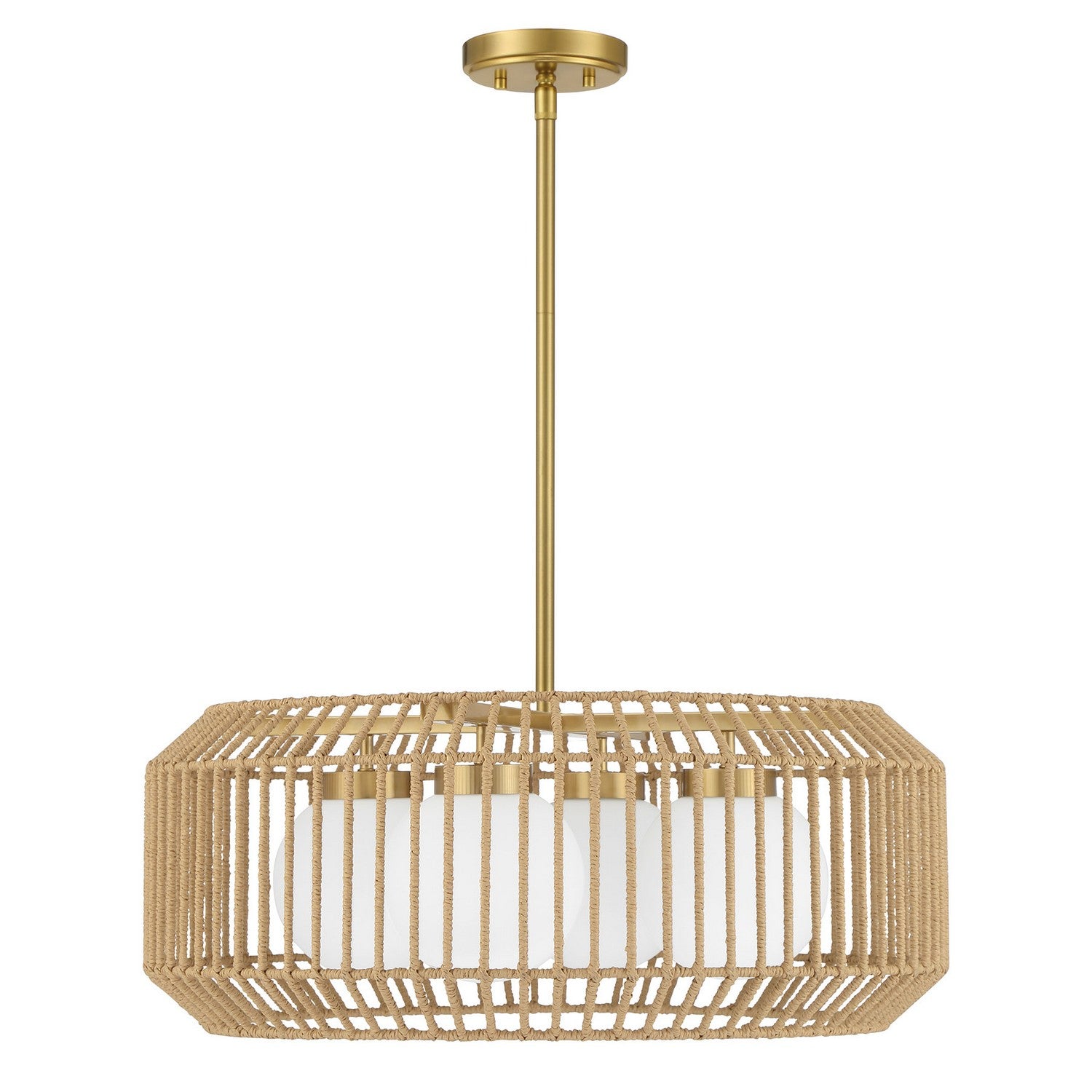 Pendentif Pastis à quatre lumières en laiton chaud