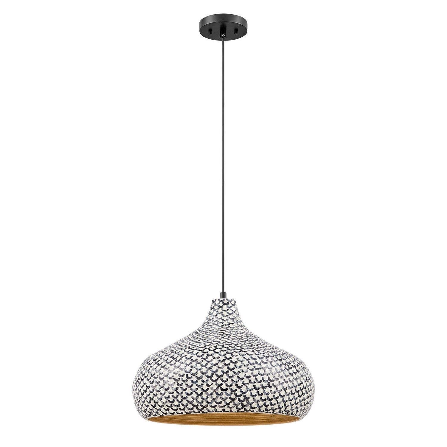 Suspension Jade One Light en coquillage noir et blanc