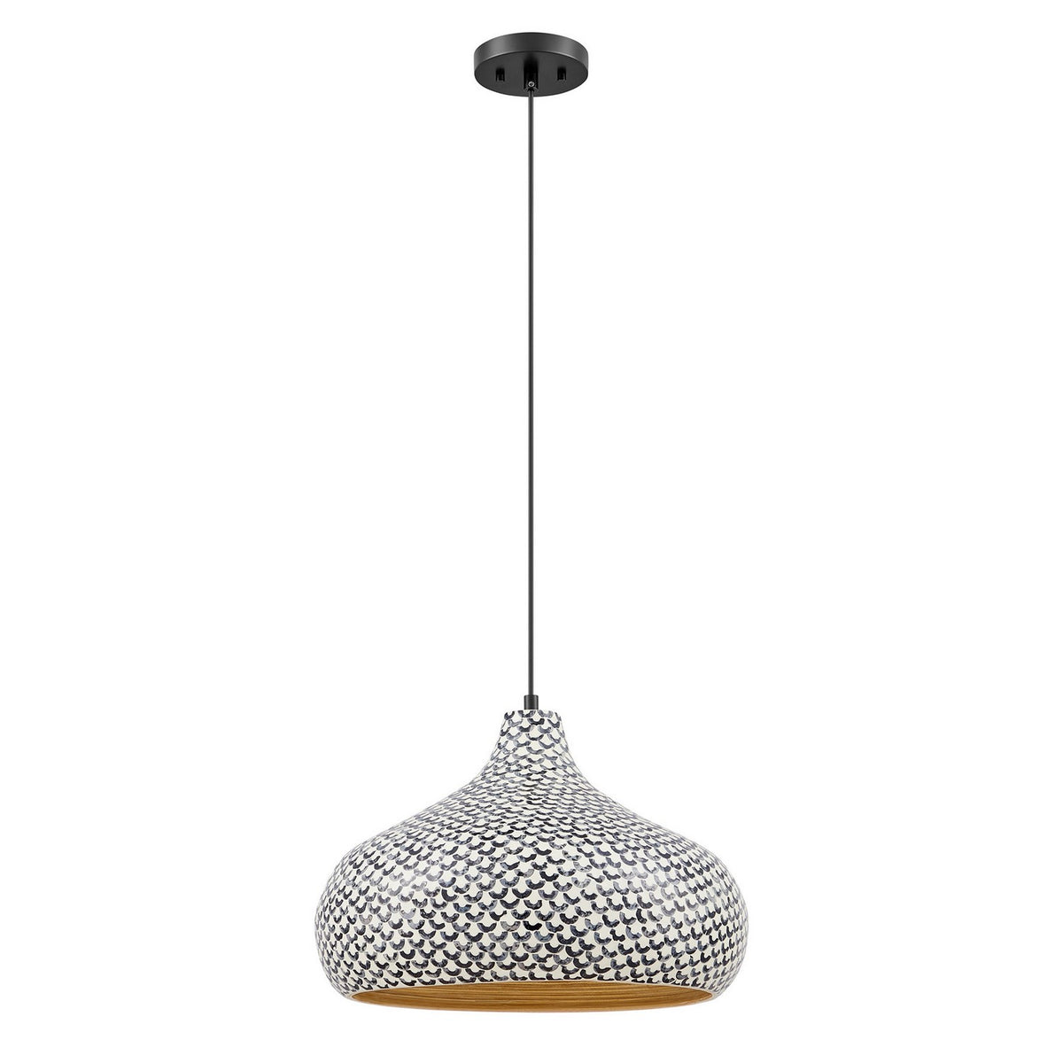 Suspension Jade One Light en coquillage noir et blanc