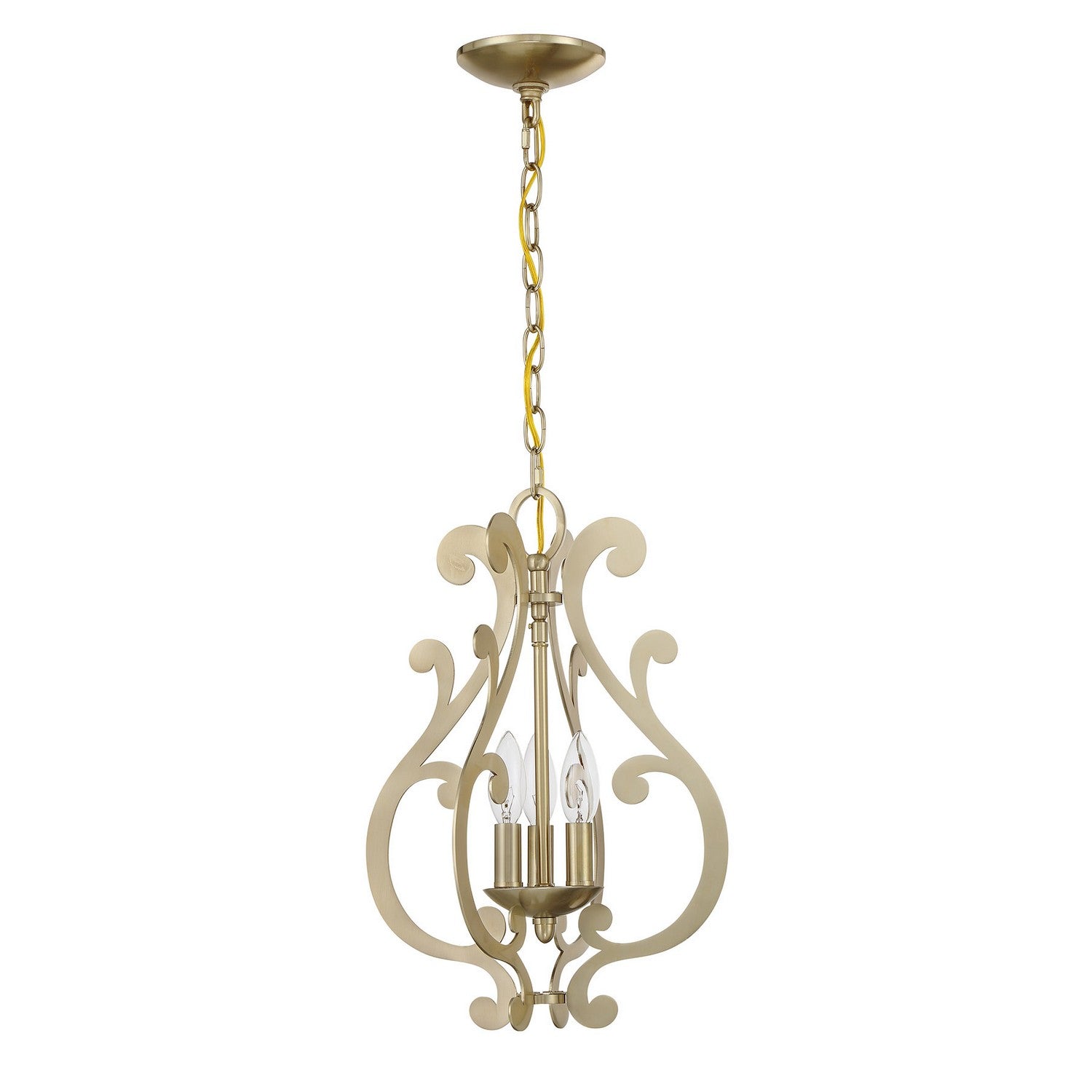 Suspension trois lumières Lombard en laiton noble