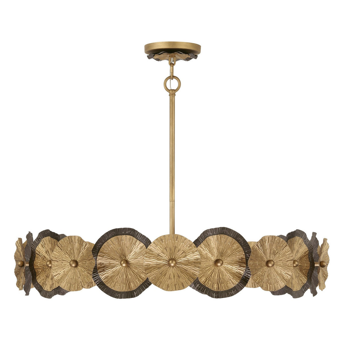 Lincoln Five Light Pendant in Distressed Gold and Bronze