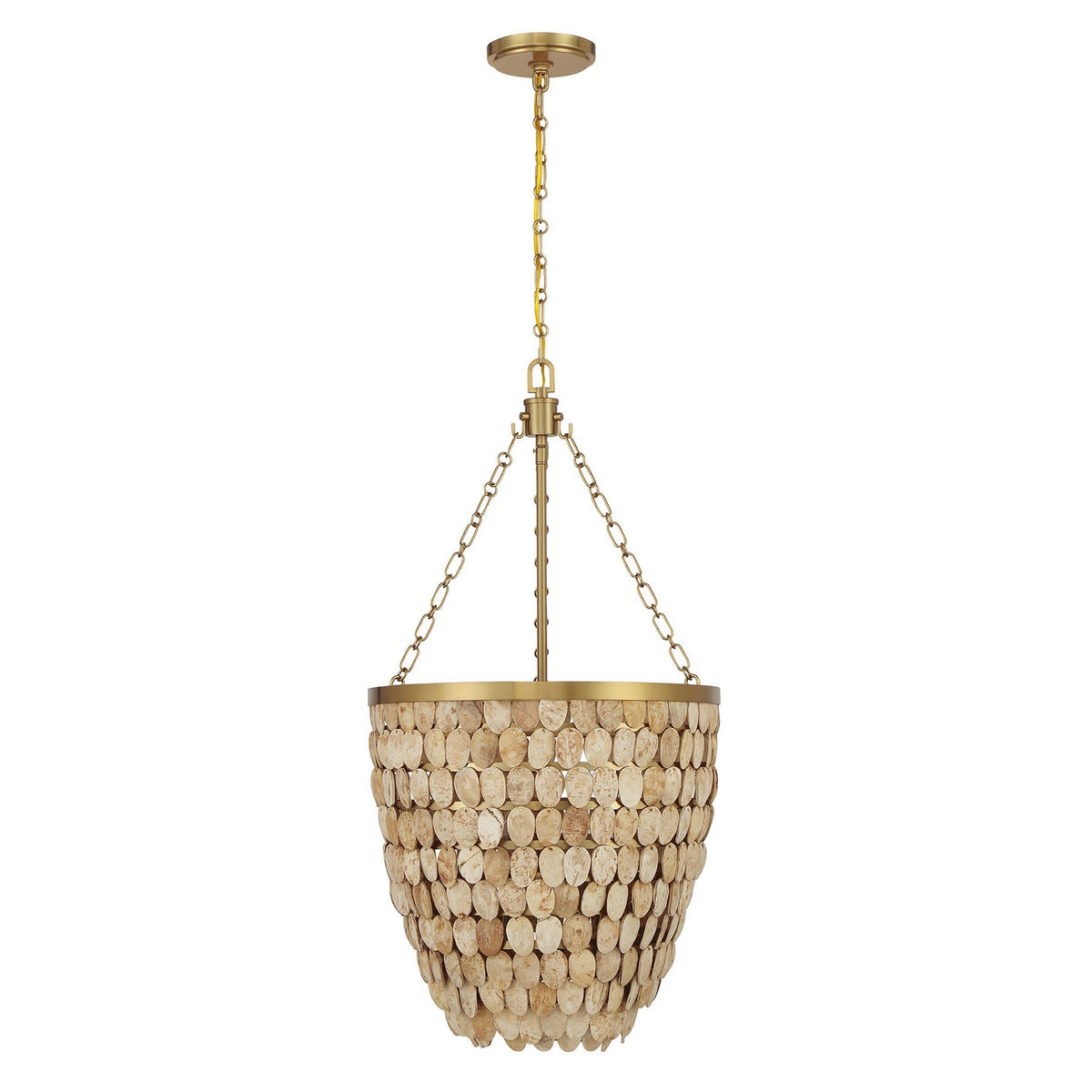 Catalan Four Light Pendant in Warm Brass