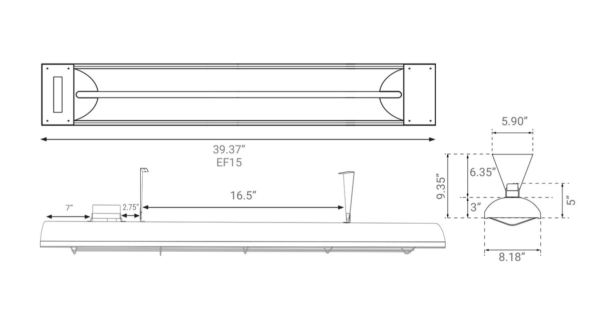EF15 Series Electric Patio Heater in Black