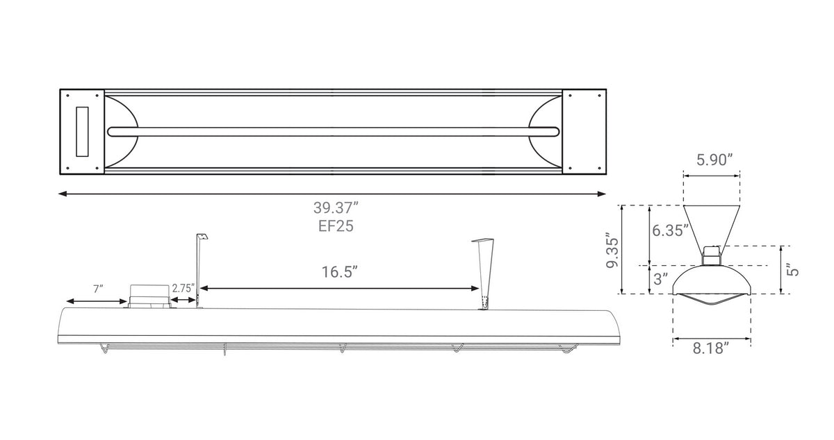 EF25 Series Electric Patio Heater in Black