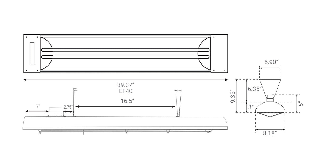 EF40 Series Electric Patio Heater in Black