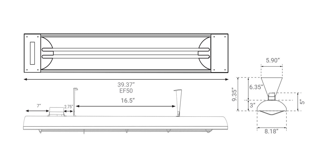 EF50 Series Electric Patio Heater in Black