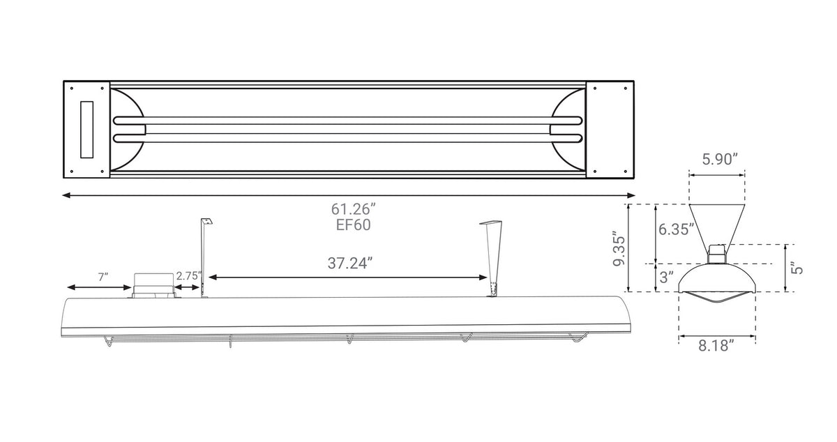EF60 Series Electric Patio Heater in Black