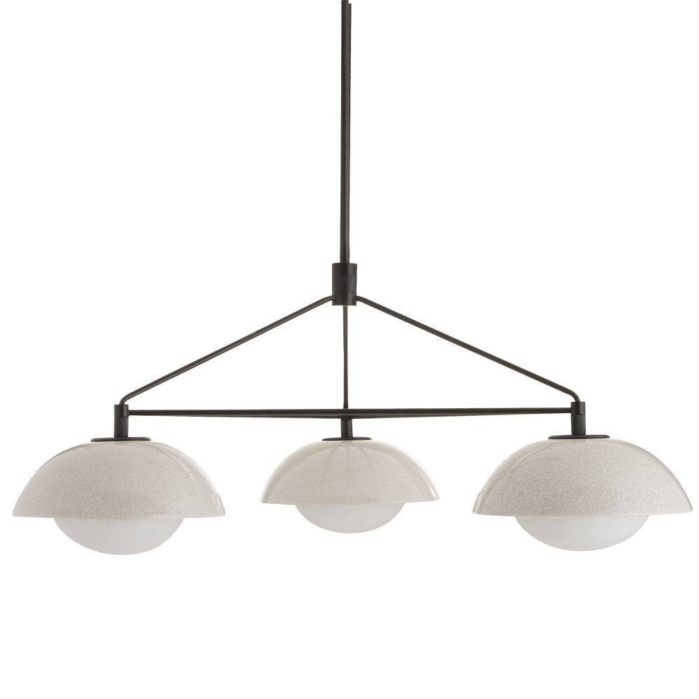 Lustre à trois lumières Glaze en ivoire craquelé teinté