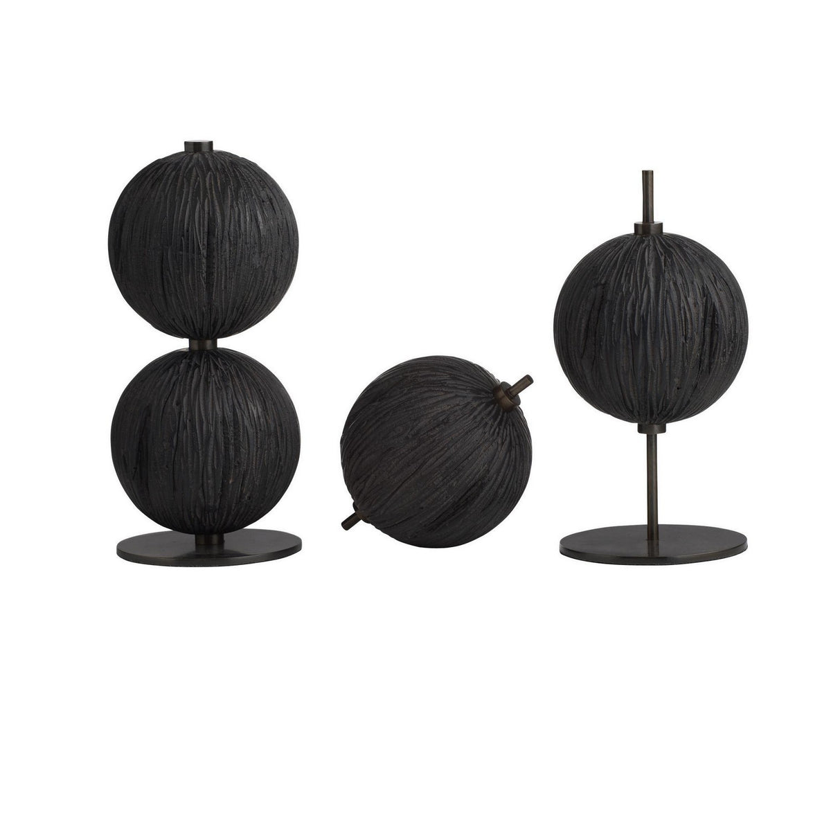 Sculptures Kyros, ensemble de 3 en ébène