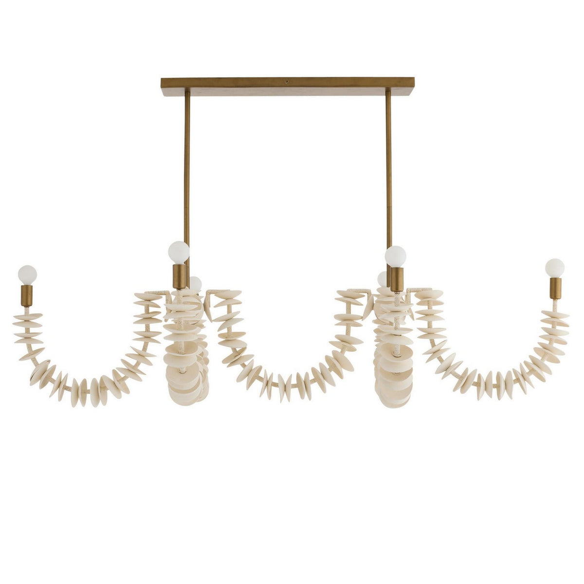 Kalama Eight Light Linear Chandelier in Ivory
