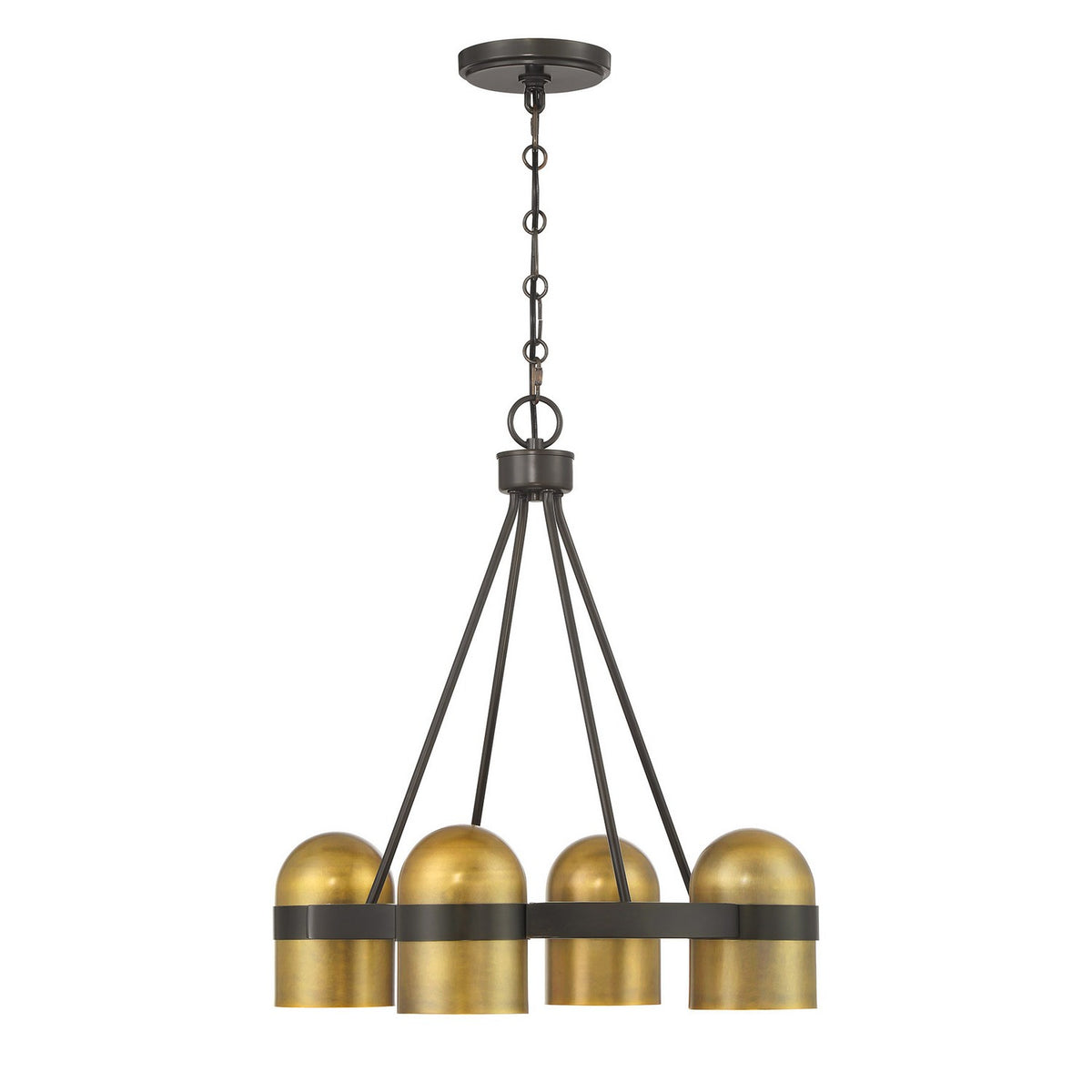 Andover Four Light Chandelier in Mediterranean Bronze and Riviera Brass
