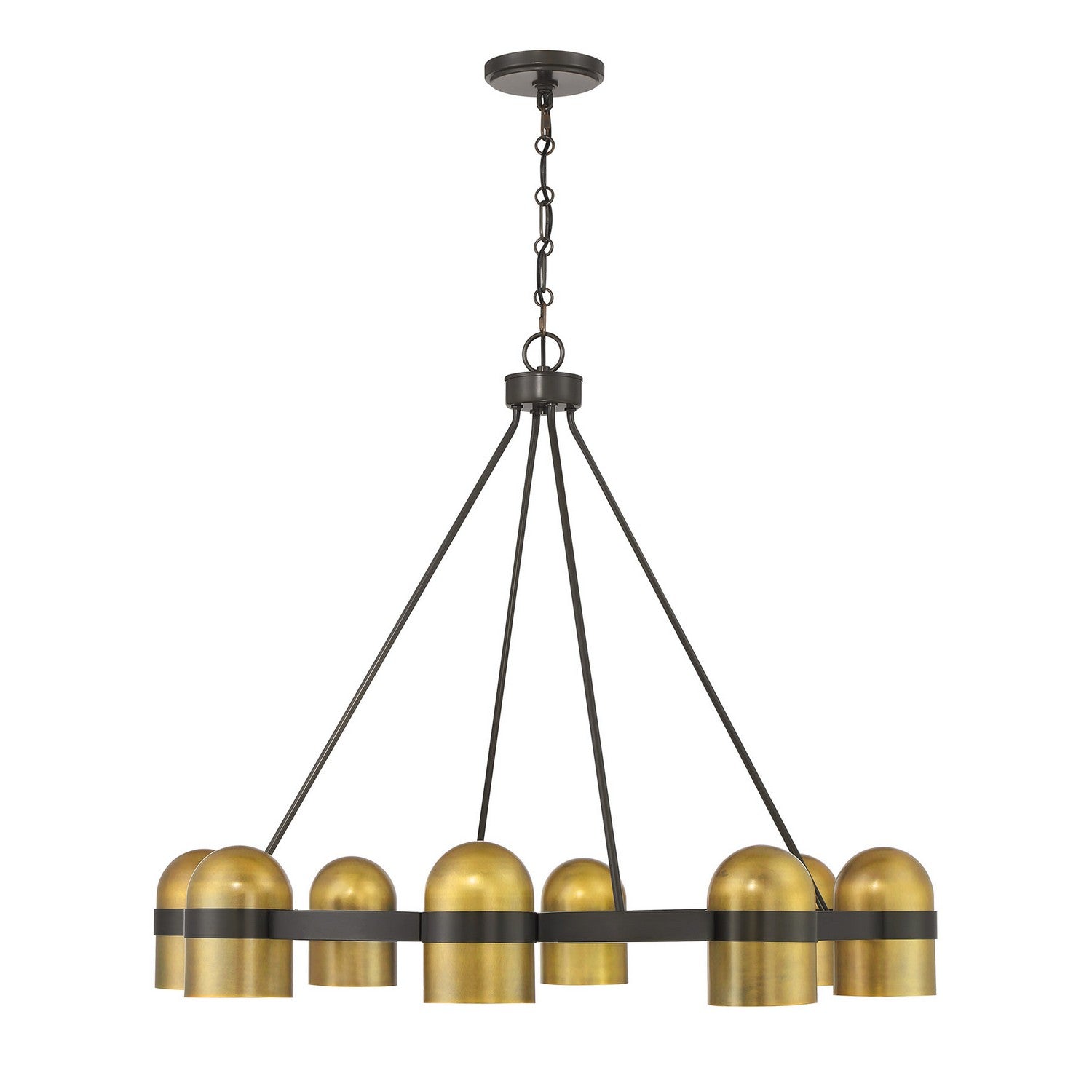 Lustre Andover à huit lumières en bronze méditerranéen et laiton Riviera