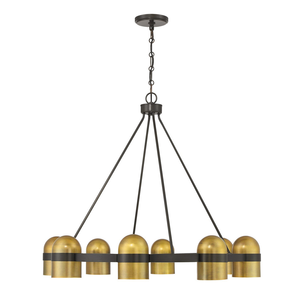 Andover Eight Light Chandelier in Mediterranean Bronze and Riviera Brass