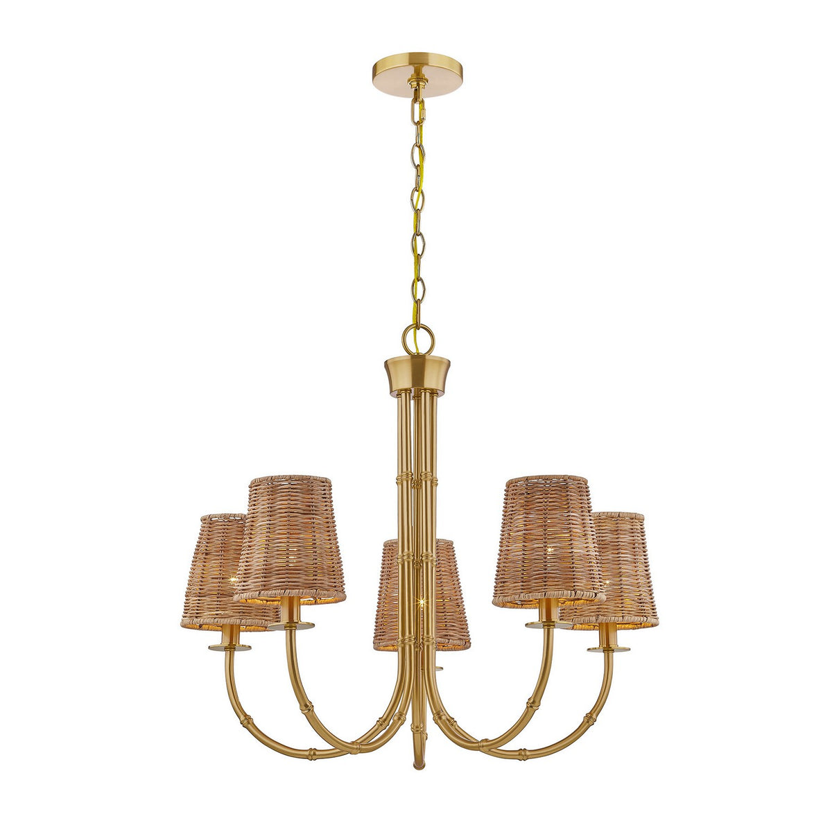 Ashbury Five Light Chandelier in Warm Brass