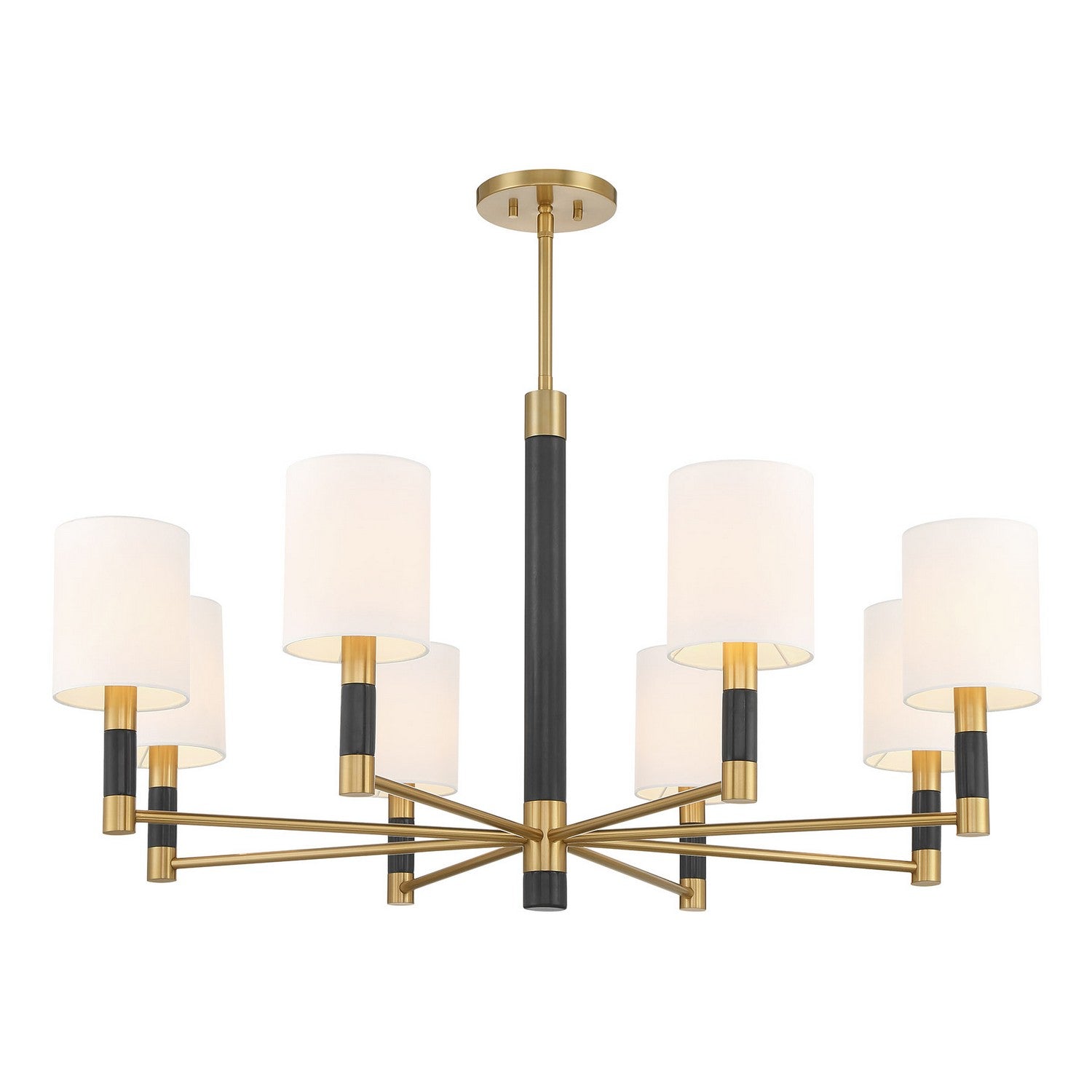 Lustre Conrad à huit lumières en laiton chaud