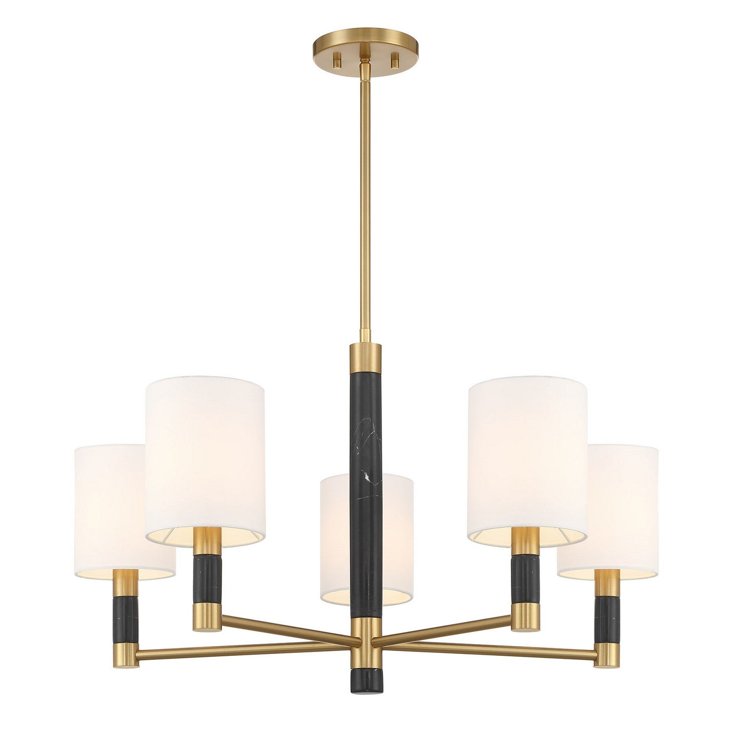 Lustre Conrad à cinq lumières en laiton chaud