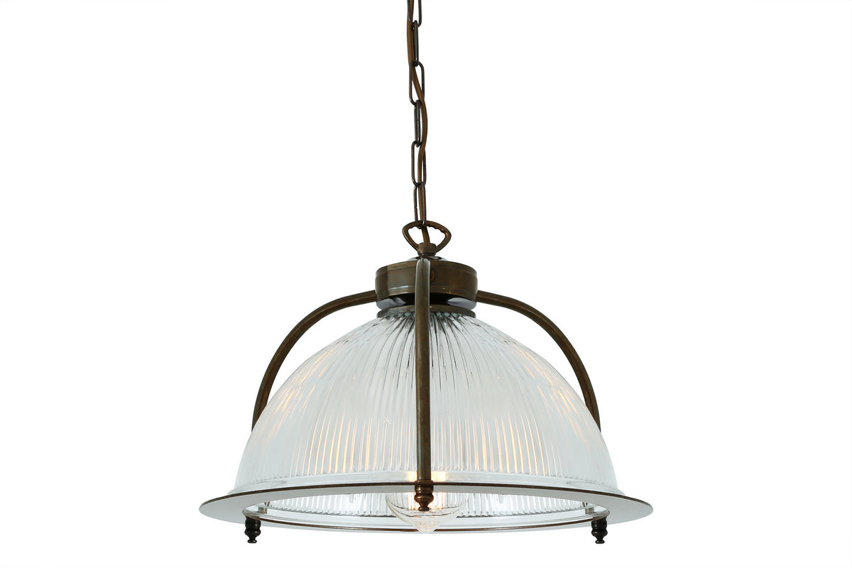 Bousta One Light Pendant in Antique Brass & Bronze Ring