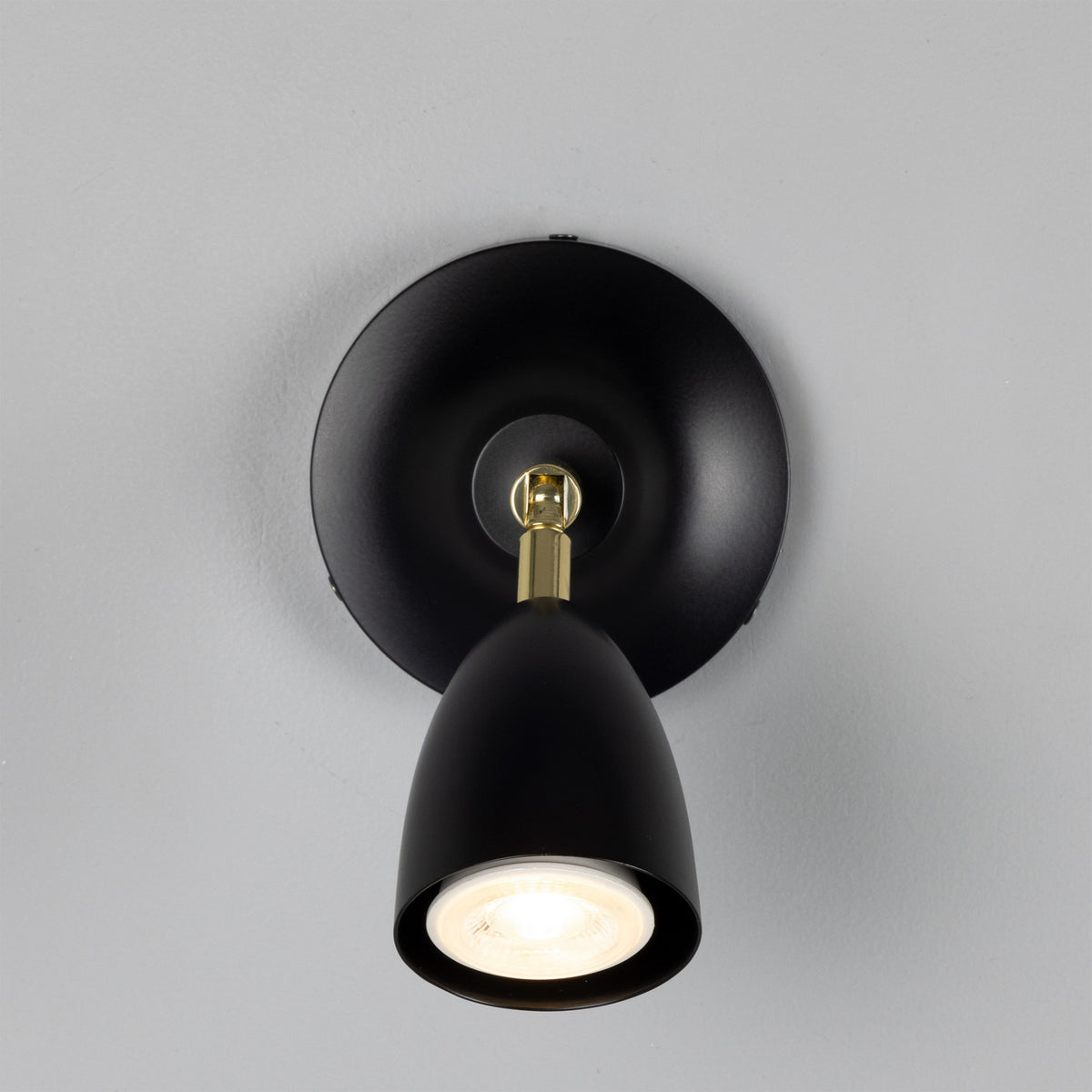 Lainio One Light Wall Sconce in Polished Brass / Matte Black Shade & Wall Plate