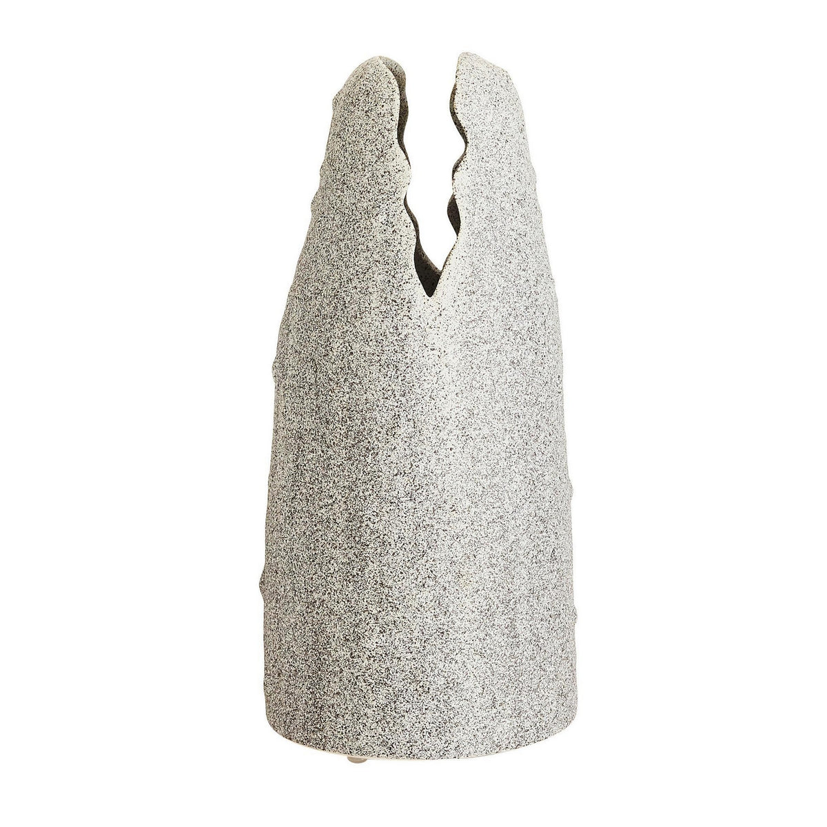 Livia Vase in White Crackle Charcoal Wash